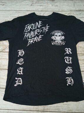 Headrush Fortune Favours The Brave Double Sided T Shirt Size Large